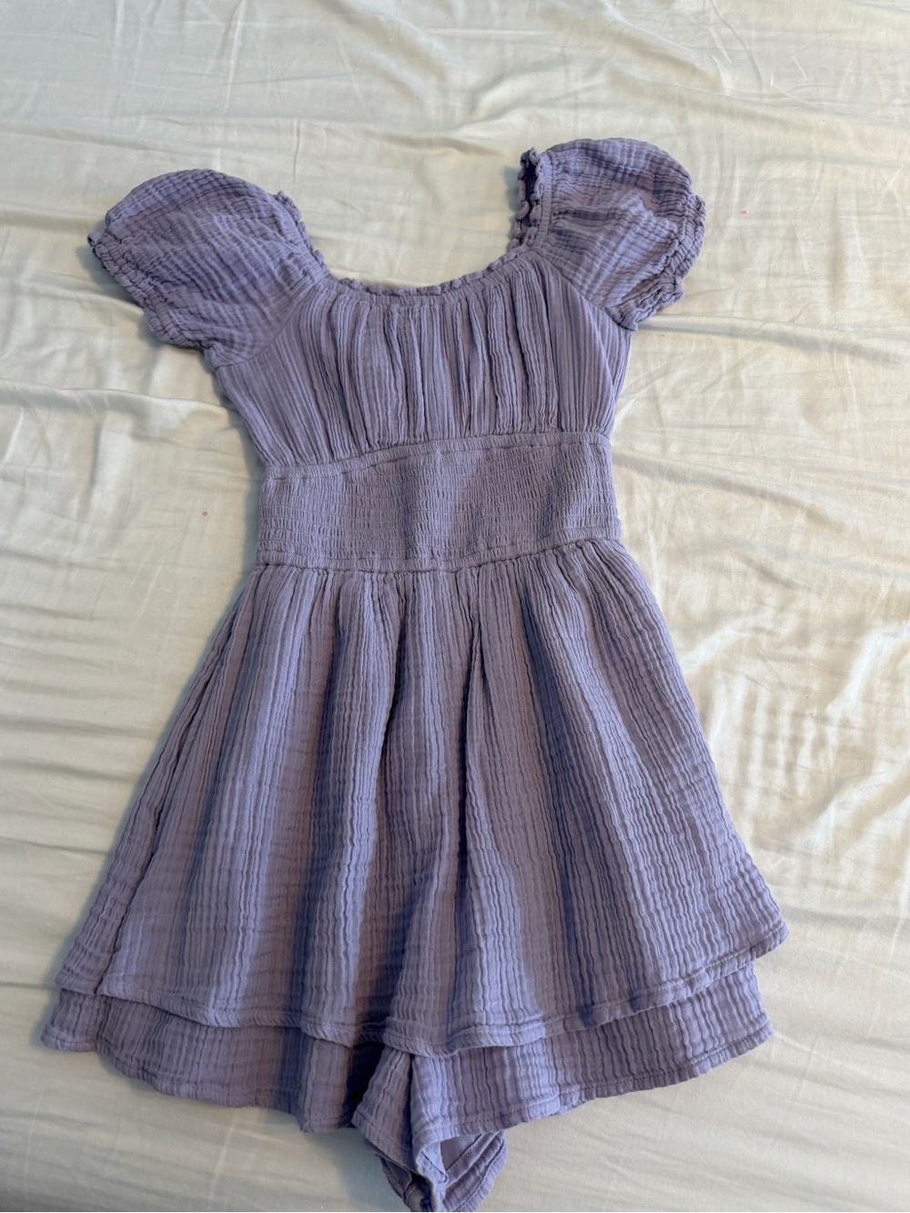 Hollister Lavender Smocked Puff-Sleeve Dress